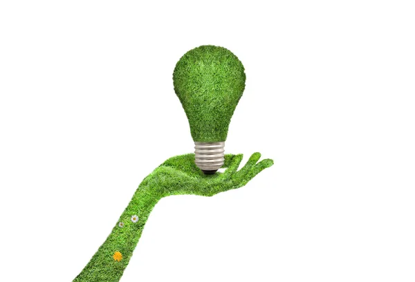 Hand holding ecology light bulb energy concept — Stock Photo, Image