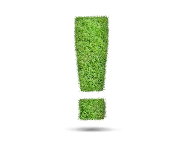 Punto esclamativo verde fatto di erba — Foto Stock
