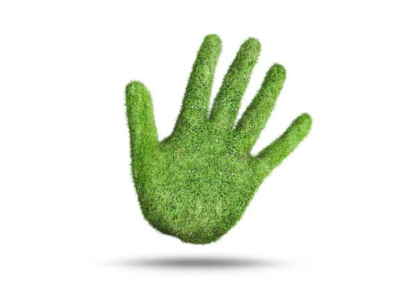 Handzeichen mit Gras — Stockfoto