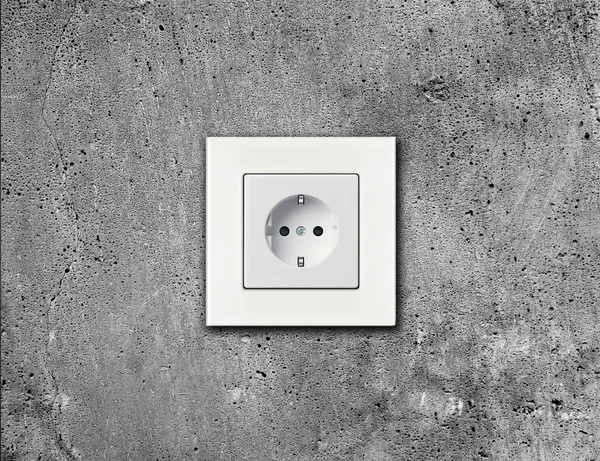 White electric socket on wall — Stock Photo, Image