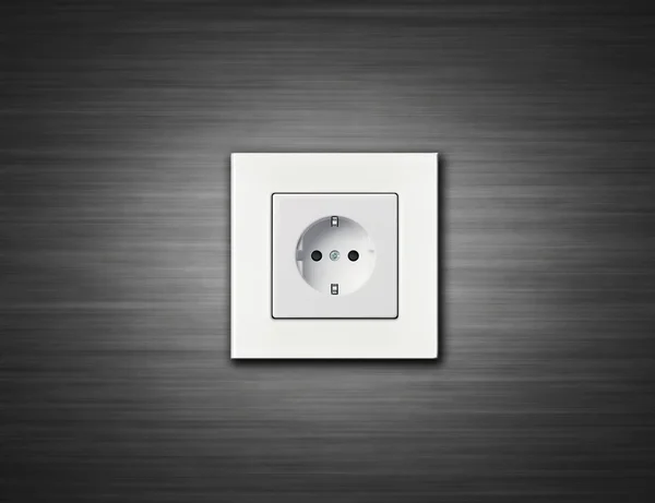White electric socket on wall — Stock Photo, Image