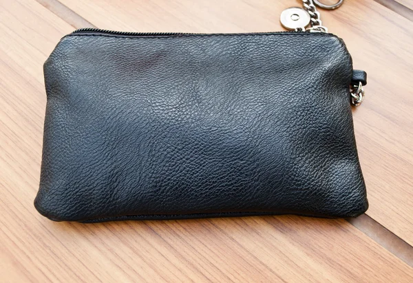 Cartera de cuero negro — Foto de Stock