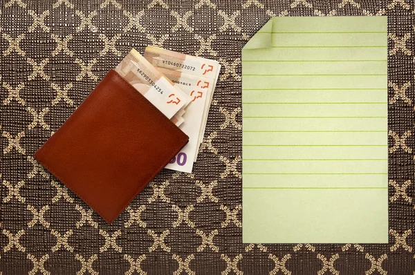 LEATHER WALLET AND MONEY — стоковое фото