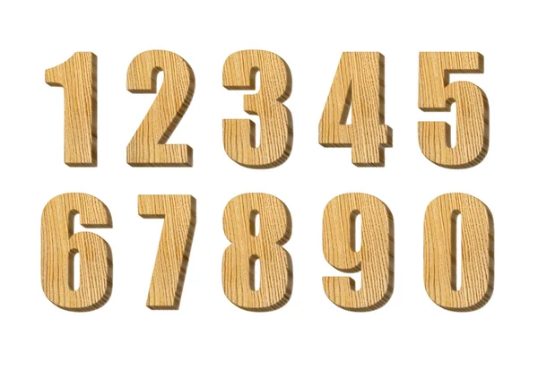 Wooden numbers isolated on white background — Stock Photo, Image