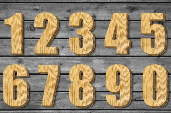 Set of wooden numbers — Stock Photo, Image
