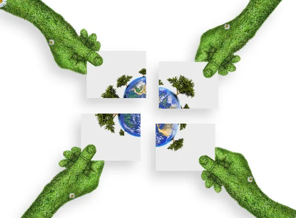 Mână, conceptul de simbol ecologic — Fotografie, imagine de stoc