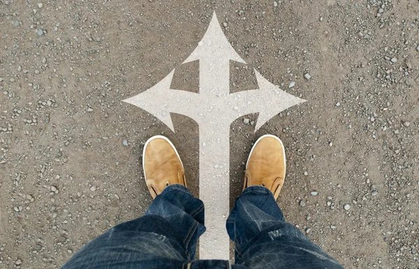 Yellow boots on the road — Stock Photo, Image