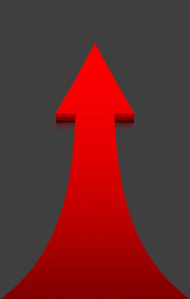 Freccia rossa su sfondo nero — Foto Stock