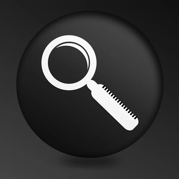 Magnifying Glass Icon on Round Black Button — Stock Photo, Image