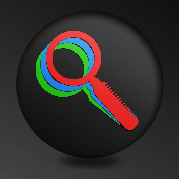 Concepto de búsqueda en Internet. silueta de tres colores de una lupa en un solo icono — Foto de Stock