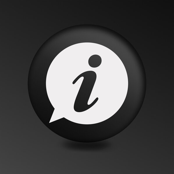 Info speech bubble symbol. Round black buttons.