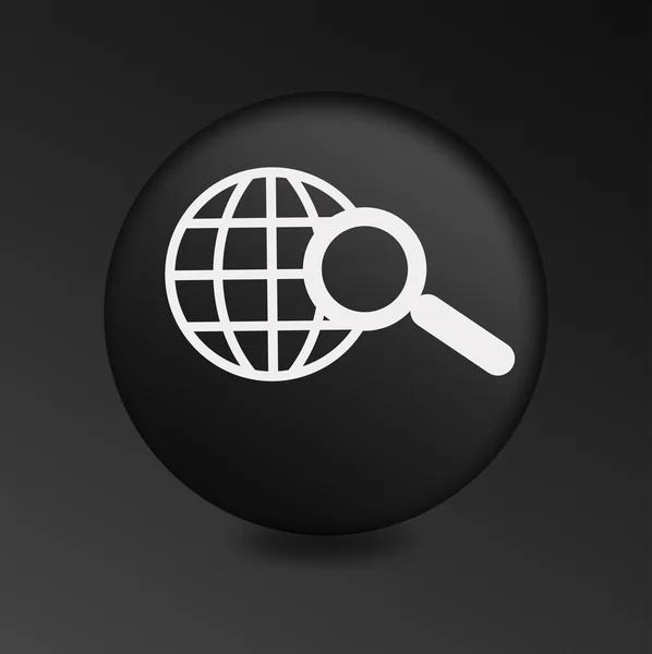 Icono de lupa en botón negro redondo —  Fotos de Stock