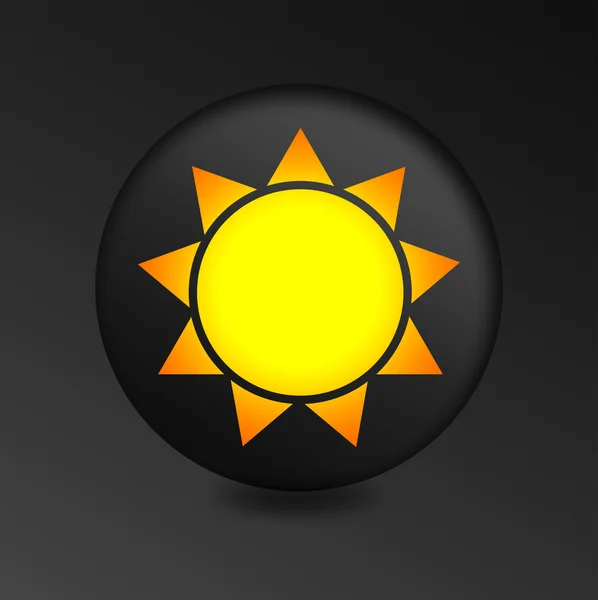 Sonnensymbol auf rundem schwarzem Knopf. — Stockfoto