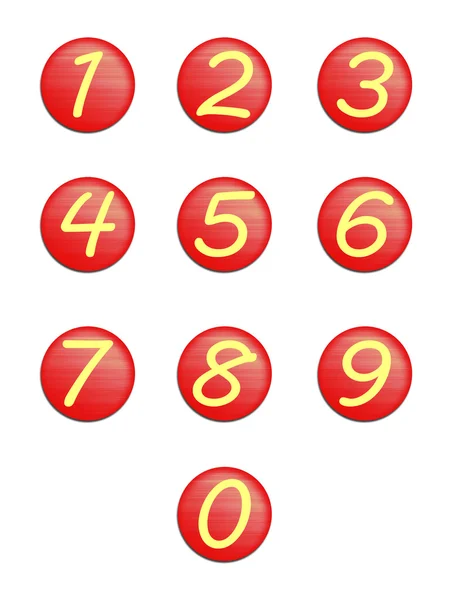 Set red buttons with numbers. — Stock Photo, Image