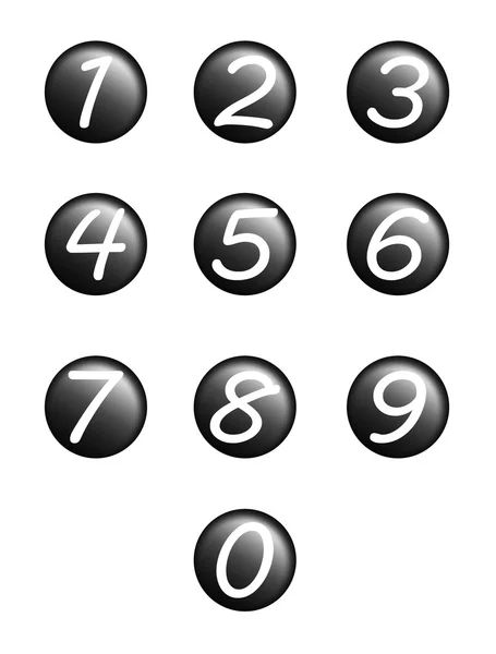 Set černých tlačítek s čísly — Stock fotografie