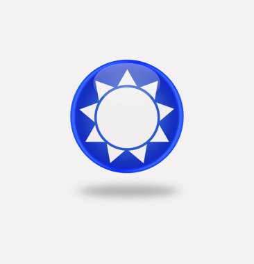 Yuvarlak mavi düğme simgesine güneş.