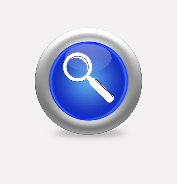 Icono de lupa en botón azul redondo . —  Fotos de Stock