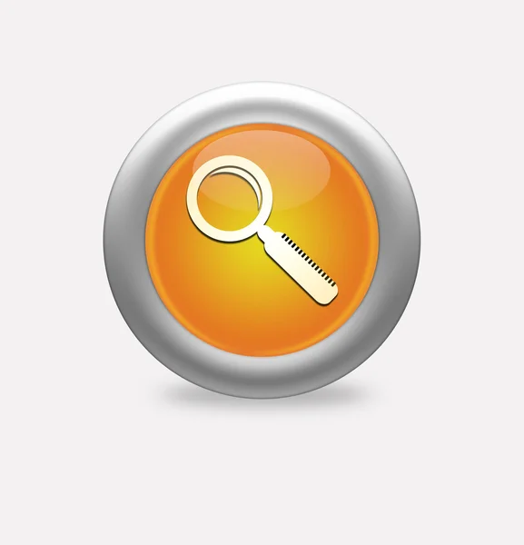 Magnifying Glass Icon on round orange button. — Stock Photo, Image