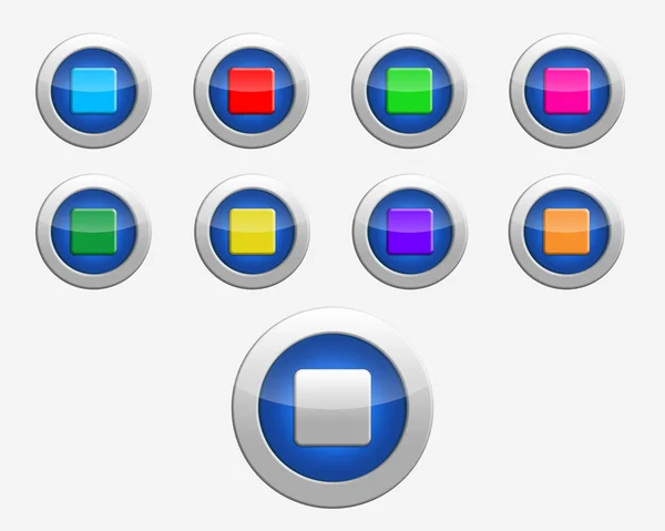 Nove cores sinais parar nos botões — Fotografia de Stock