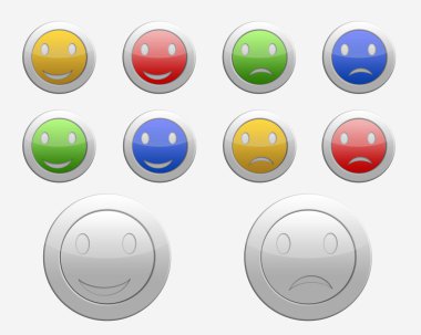 renkli simgeler üzgün ve neşeli yüzü kümesi