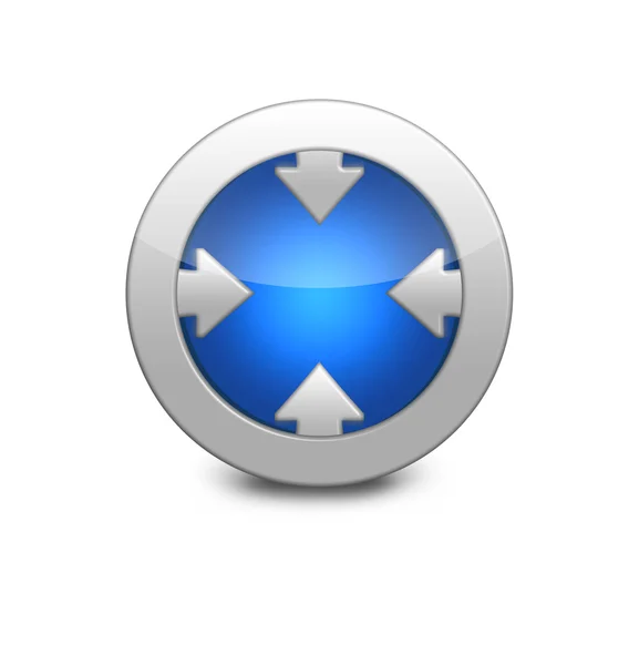 Blue arrow icon in the center — Stock Photo, Image