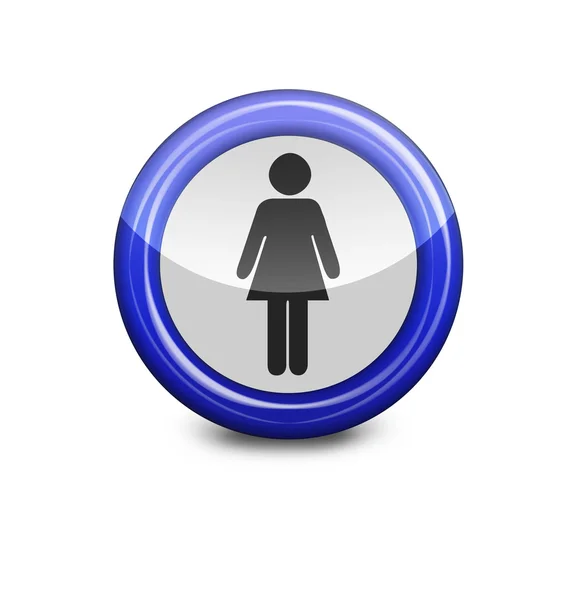 Blue button with the image of the women — Stock Photo, Image