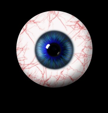 3d blue eye on black background clipart