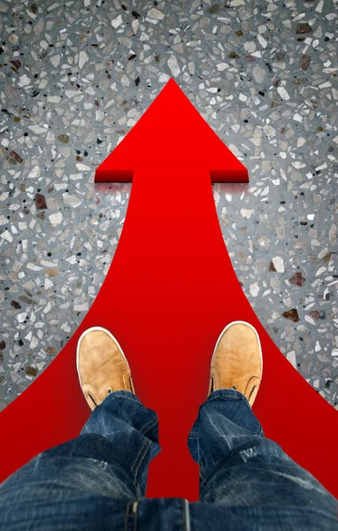 Yellow boots on the road — Stock Photo, Image