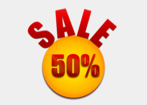 Discount coupon 50 percent on a yellow circle — Stock Photo, Image