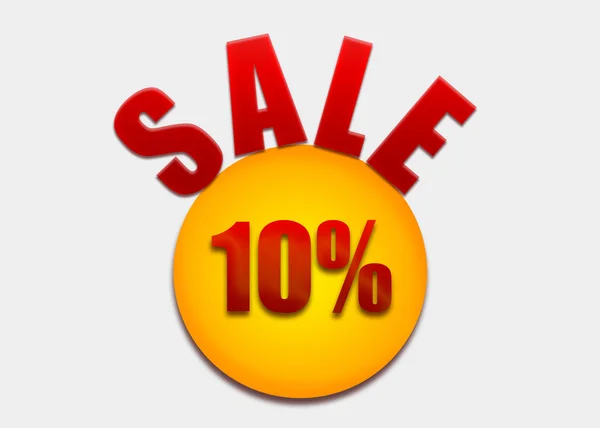 Discount coupon 10 percent on a yellow circle — Stock Photo, Image