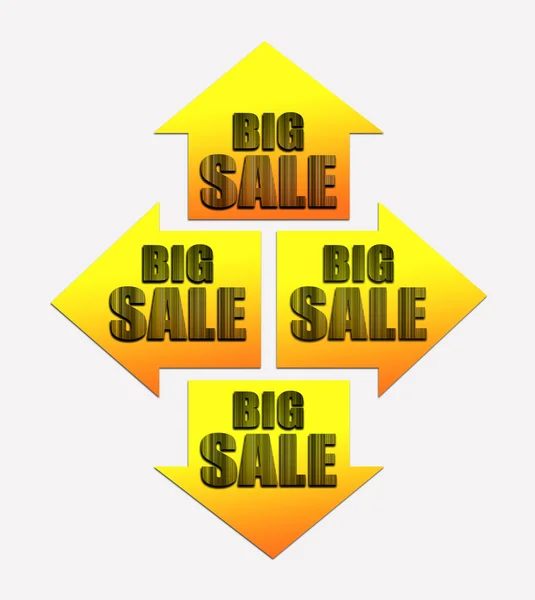 Four arrows with text BIG SALE — Stock Photo, Image