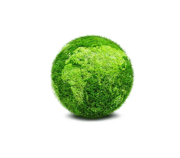 Grüner Planet Erde mit Gras bedeckt — Stockfoto