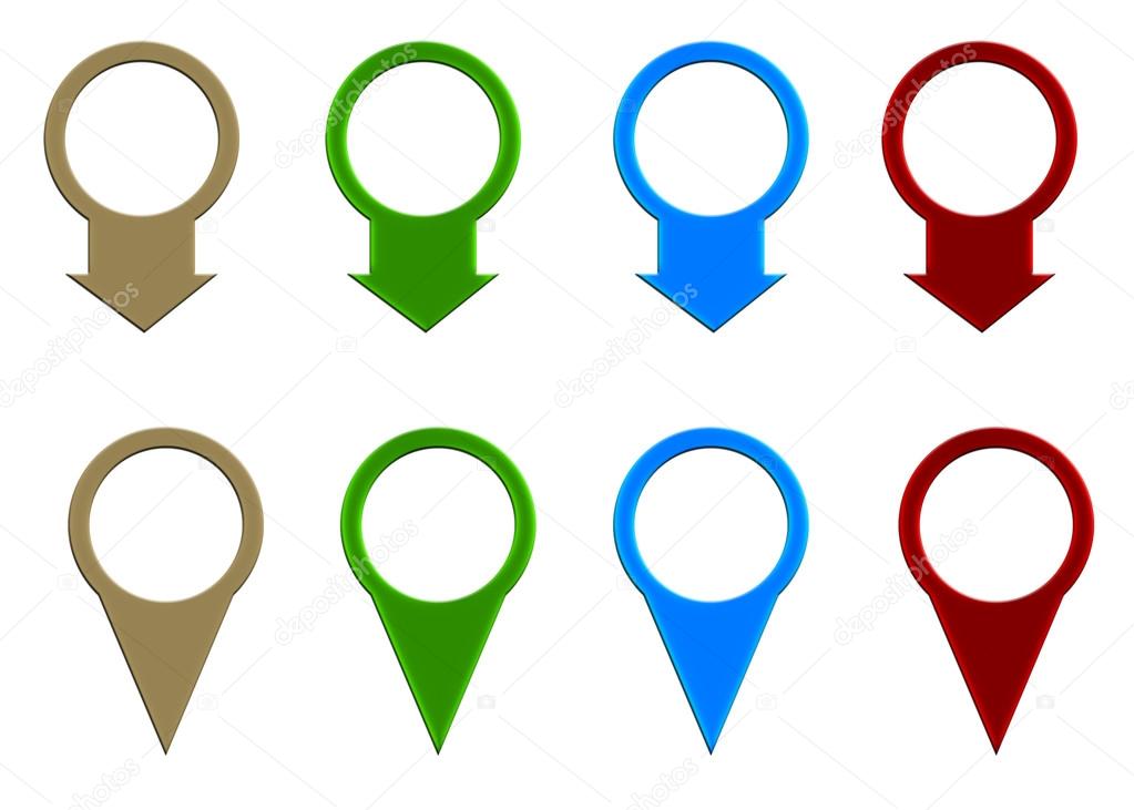 Set of colored map pointer