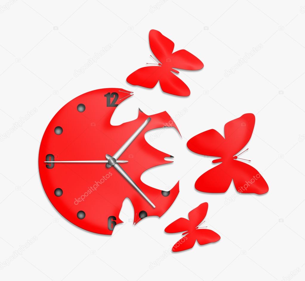 Red clock with arrows