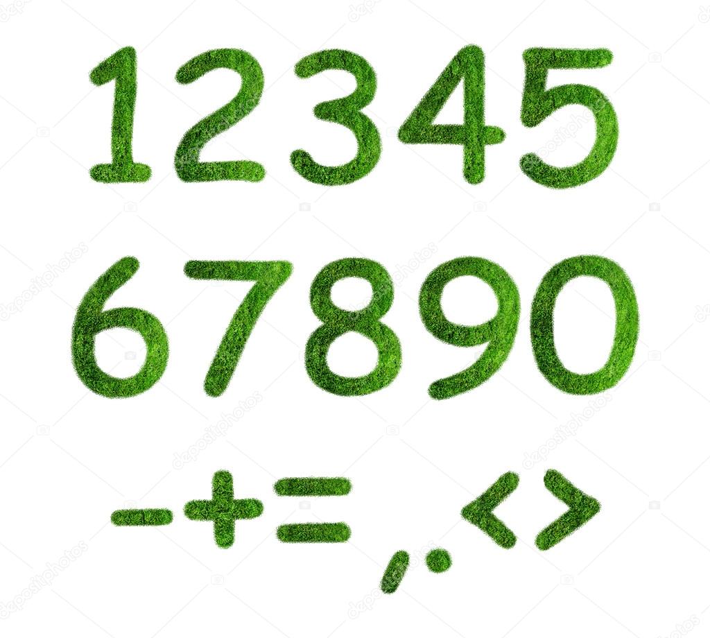Herbal numbers on a white background