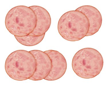 İzole jambon dilimleri