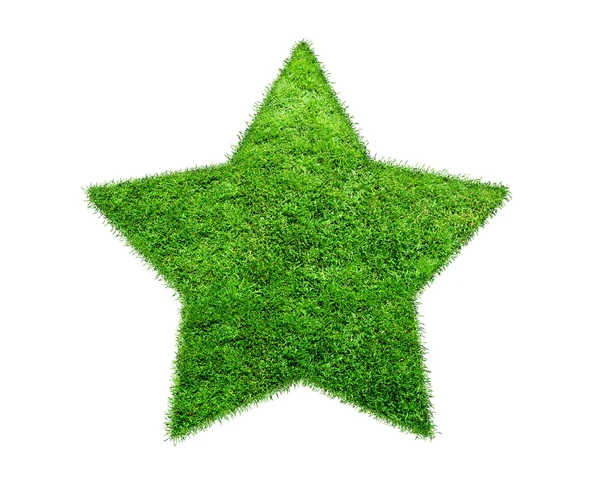 Beyaz zemin üzerine yeşil çim yıldız — Stok fotoğraf