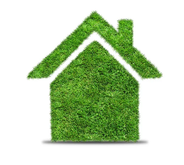 Icône abstraite maison herbe verte — Photo