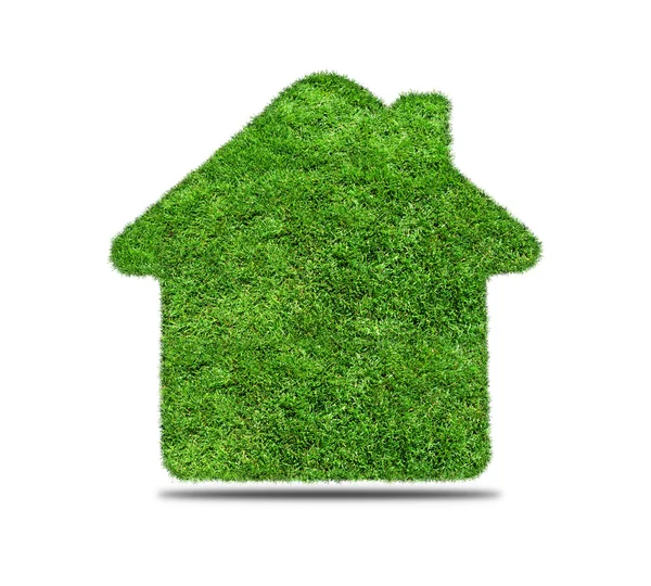 抽象的绿草房子图标 — 图库照片