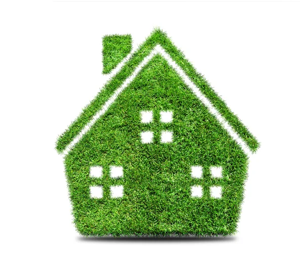 Abstrakte grüne Gras Haus-Ikone — Stockfoto