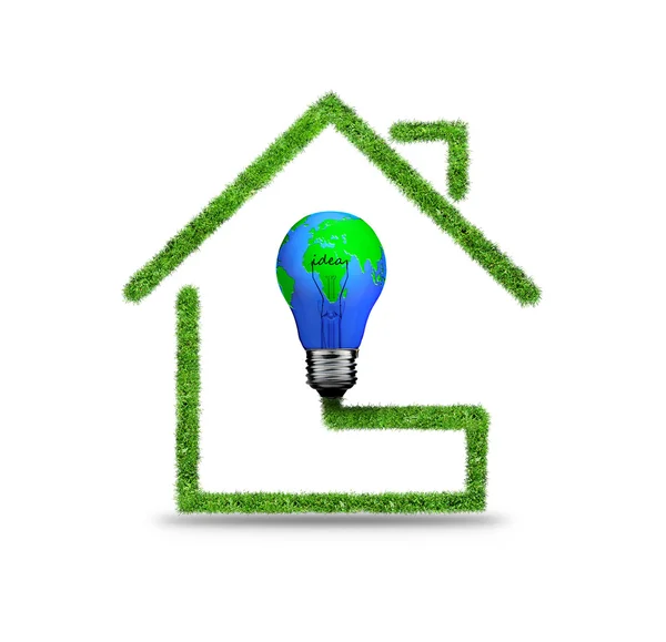 Symbol of light bulb and house — Stock Photo, Image