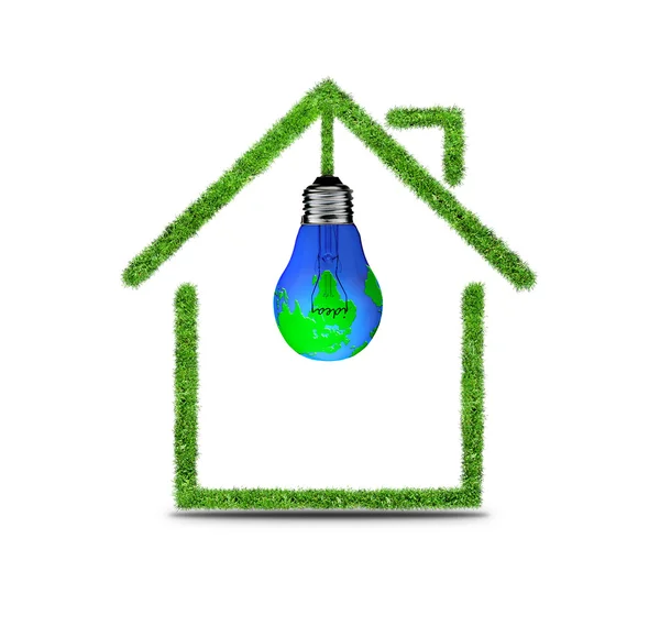 Symbol of light bulb and house — Stock Photo, Image
