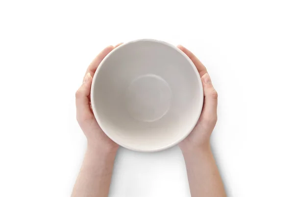 Empty plate in hand isolated. — Stock Photo, Image