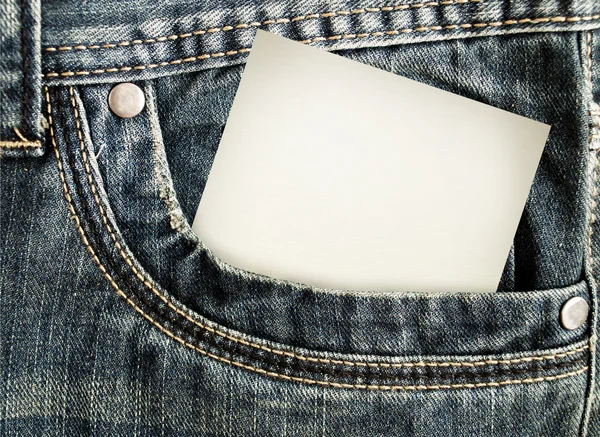 A little note in the side pocket of jeans — Stock Photo, Image