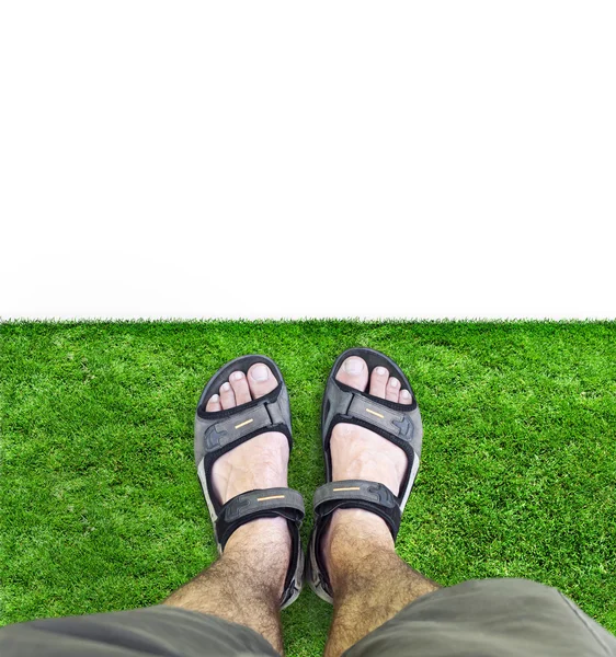 Mann steht auf dem Rasen — Stockfoto