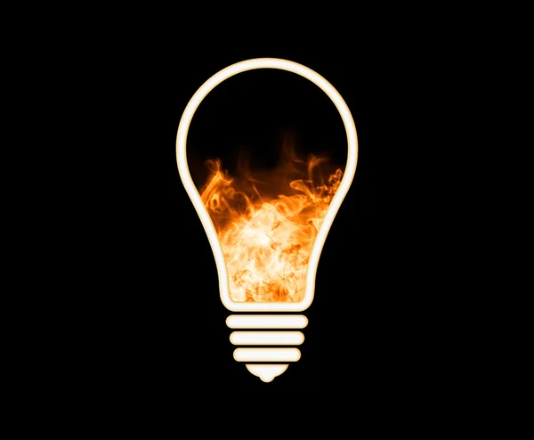 Lâmpada de fogo sobre um fundo preto — Fotografia de Stock
