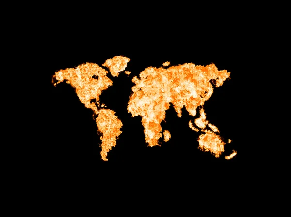 Mapa do mundo ilustrado pelo fogo — Fotografia de Stock
