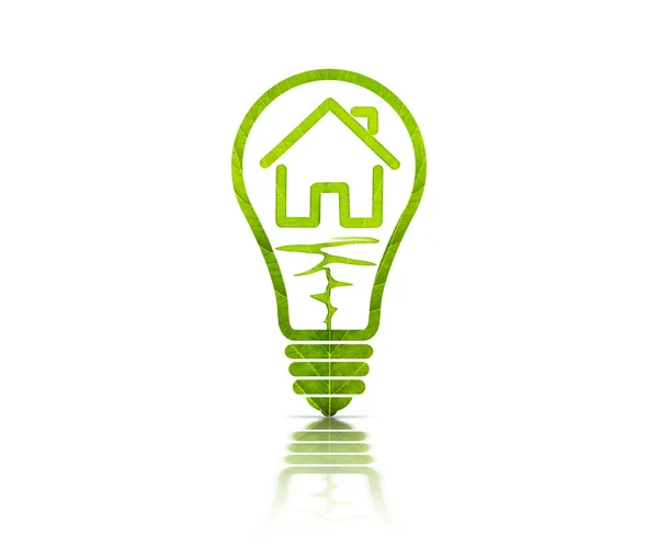 Electric light bulb and house inside — Stock Photo, Image