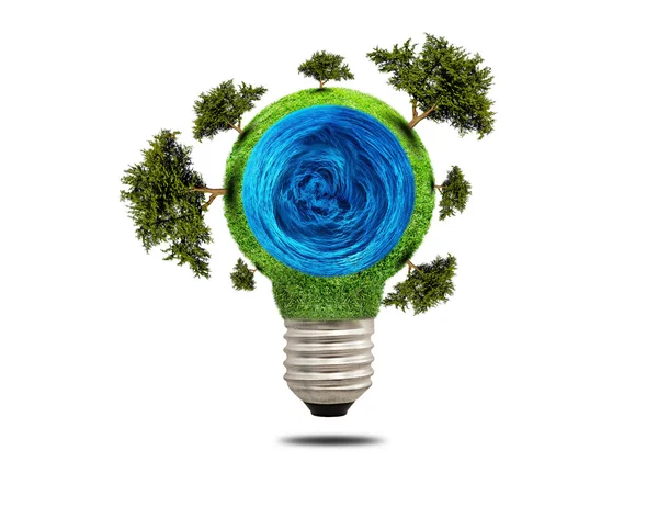 Green grass light bulb isolated — Stock Photo, Image