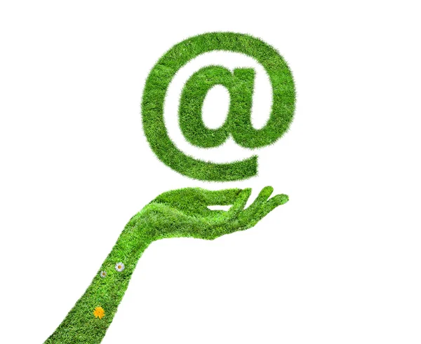 Iarbă verde e-mail simbol — Fotografie, imagine de stoc